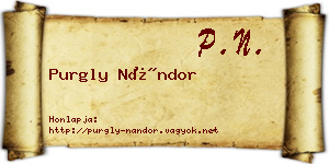 Purgly Nándor névjegykártya